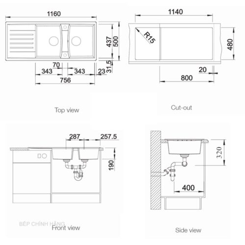 Chậu rửa chén Blanco LEXA 8S Alu Metalic - Ảnh 3
