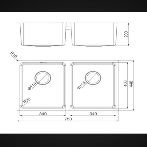 Kích thước chậu rửa chén bát Malloca MS 6075