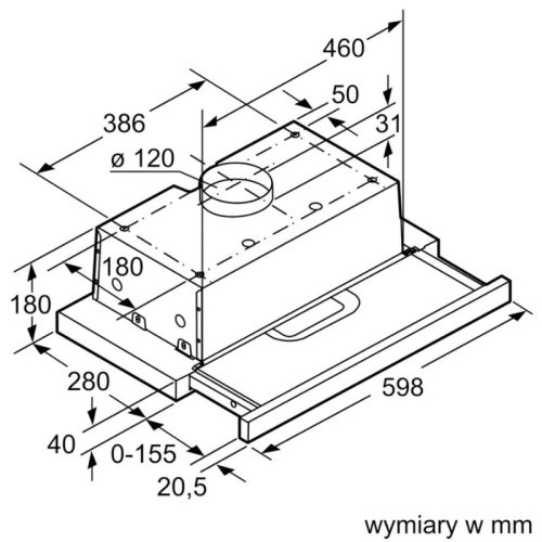 Kích thước máy hút mùi âm tủ Bosch DFT63AC50
