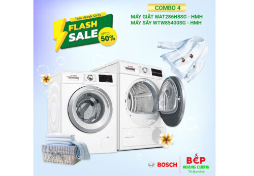 COMBO 4: Máy giặt 8 kg Bosch WAT286H8SG + Máy sấy Bosch WTW85400SG