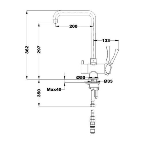 Kích thước của Vòi chậu rửa OS 210