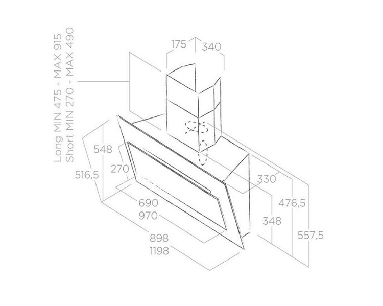 Máy hút mùi Elica VERTIGO BL/F/90 5 Máy hút mùi Elica VERTIGO BL/F/90 - Ảnh 3