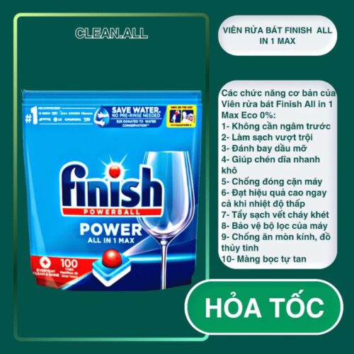 Chức năng viên rửa bát Finish AIO Max 100 viên