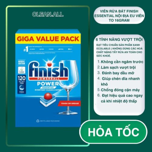 Tính năng viên rửa bát Finish AIO Max 100 viên