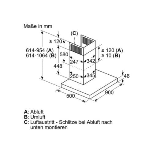 Kích thước máy hút mùi Siemens LC91BUR50