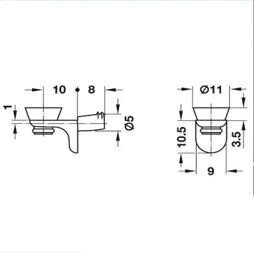 Bas Đỡ Kệ Kính Lắp Nhấn Hafele 282.24.732