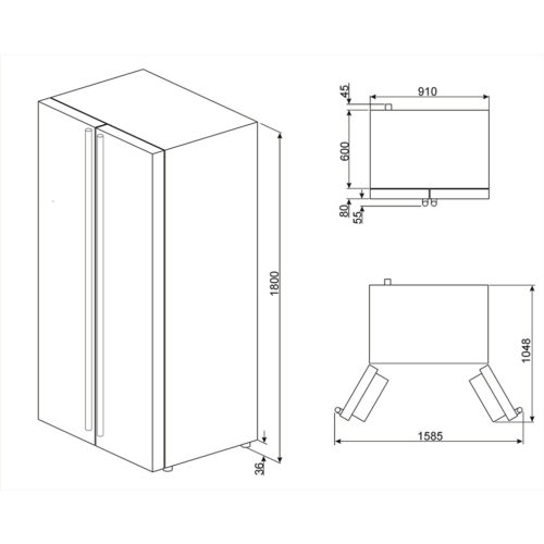 Tủ Lạnh Smeg Side By Side 181 Lít SBS660X 535.14.998