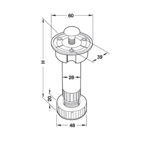Chân tủ bằng nhựa 120mm Hafele 637.45.344 - Ảnh 2