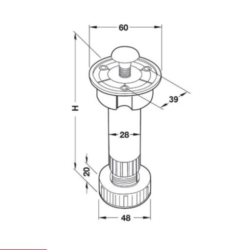 Chân tủ bằng nhựa 150mm Hafele 637.45.371 - Ảnh 2