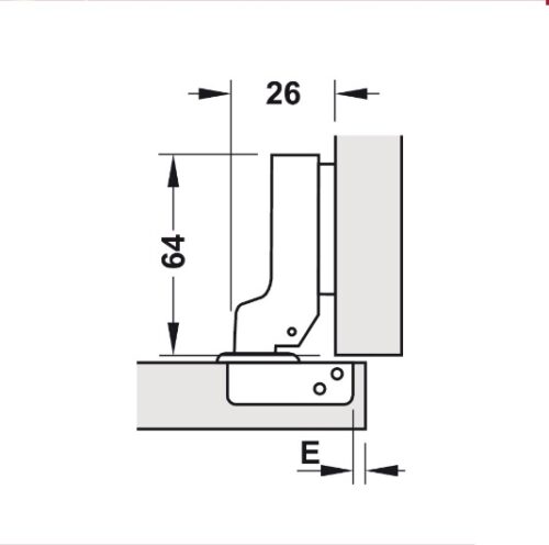 Bản lề giảm chấn Hafele – cong vừa 315.30.722 5 Kích thước của Bản lề giảm chấn Hafele – cong vừa 315.30.722
