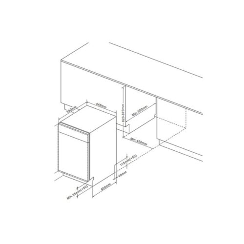 Kích thước máy rửa chén âm toàn phần Fagor 3LVF-42IT