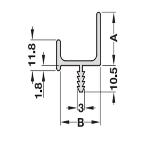 Kích thước tay nắm dạng thanh nhôm 3000mm Hafele 126.27.906