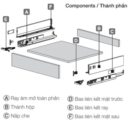 Ray hộp Hafele 552.35.355 Alto S PTO xám đậm H170/500mm - Ảnh 4