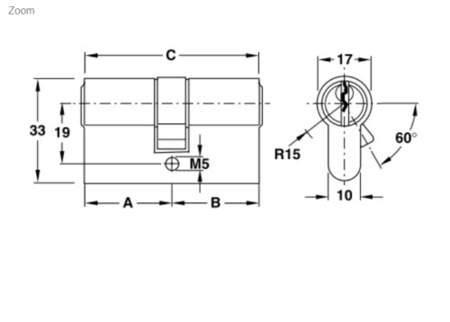 Ruột khóa 2 đầu Hafele 916.00.063, 71mm Đồng thau - Ảnh 2