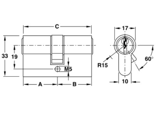 Ruột khóa 2 đầu Hafele 916.96.009, 60mm Đồng thau - Ảnh 2