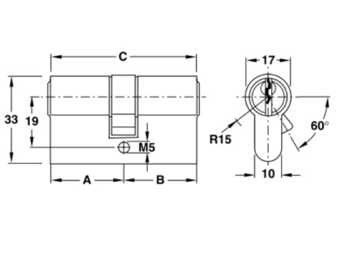 Ruột khóa 2 đầu Hafele 916.96.010, 65mm Đồng thau - Ảnh 2
