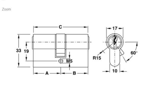 Ruột khóa 2 đầu Hafele 916.96.040, 80mm Đồng thau - Ảnh 2