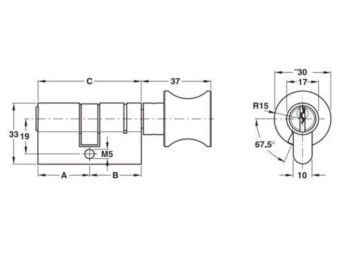 Ruột khóa 1 đầu chìa, 1 đầu vặn Hafele 916.96.325, 71mm Đồng thau - Ảnh 2