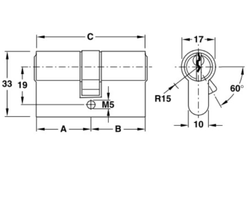 Ruột khóa 2 đầu Hafele 916.96.600, 60mm Đồng thau - Ảnh 2