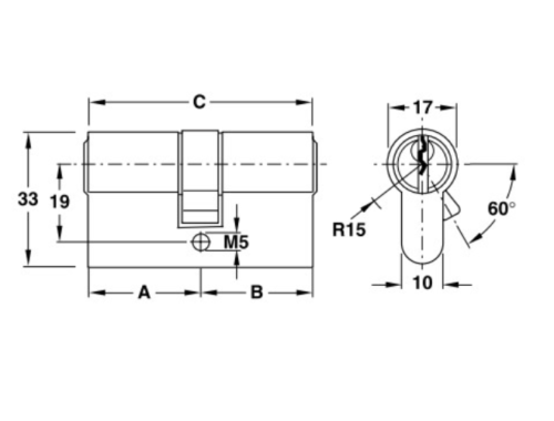 Ruột khóa 2 đầu Hafele 916.96.601, 65mm Đồng thau - Ảnh 2