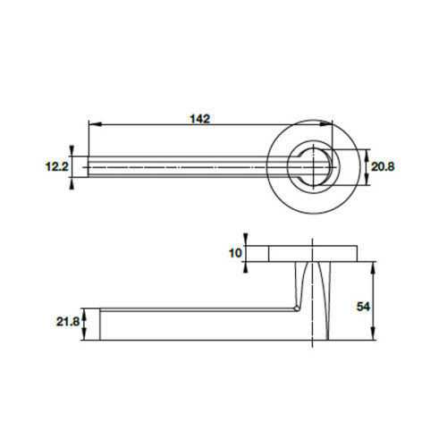 Kích thước của Tay nắm gạt cửa phòng Hafele 903.99.329