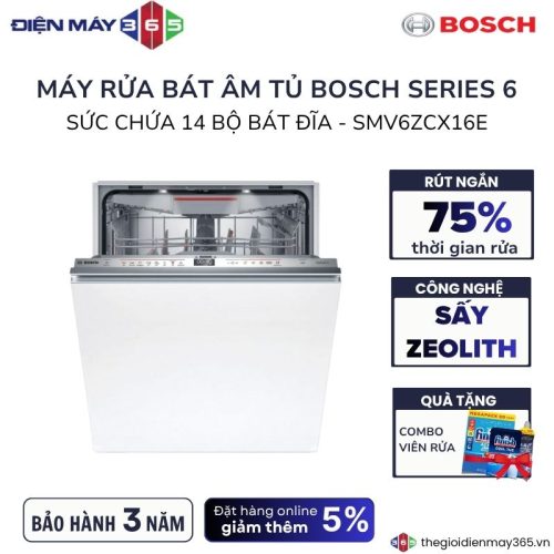 Máy rửa bát âm tủ Bosch SMV6ZCX16E Serie 6