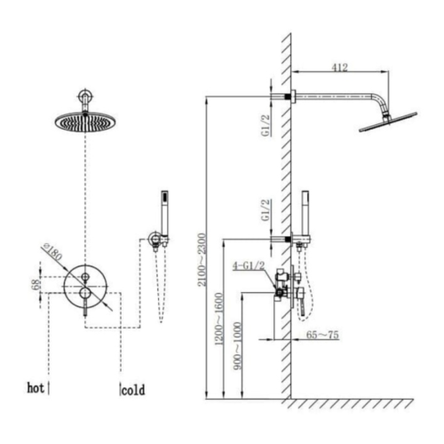 Sen tắm âm tường nóng lạnh Paul Schmitt PA601W - Ảnh 2
