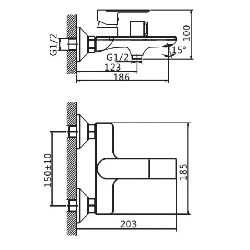 Kích thước sen tắm nóng lạnh Paul Schmitt PA016B Kích thước sen tắm nóng lạnh Paul Schmitt PA016B