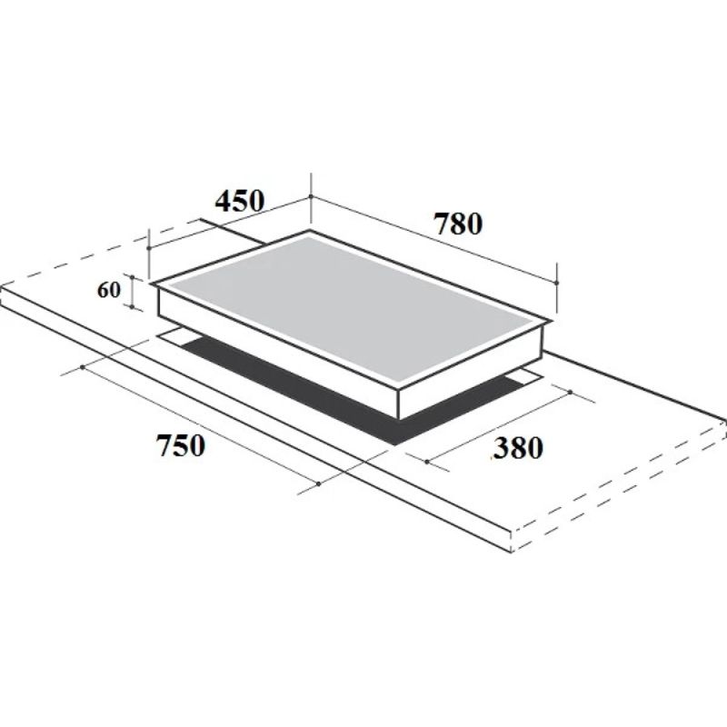 Kích thước bếp từ kết hợp hồng ngoại Canzy CZ-TL67GB lắp âm Kích thước bếp từ kết hợp hồng ngoại Canzy CZ-TL67GB lắp âm