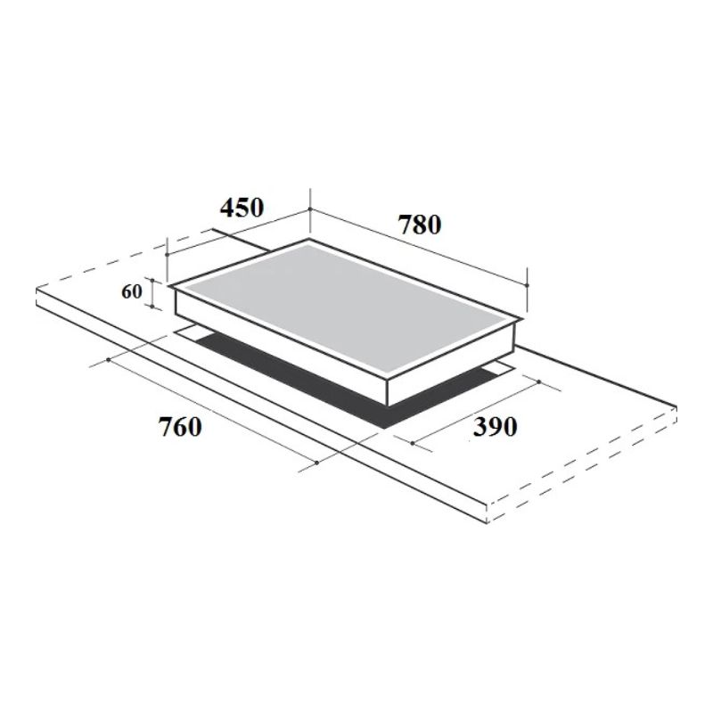 Kích thước lắp đặt bếp từ Canzy 3 vùng nấu CZ-ML86GA lắp âm Kích thước lắp đặt bếp từ Canzy 3 vùng nấu CZ-ML86GA lắp âm
