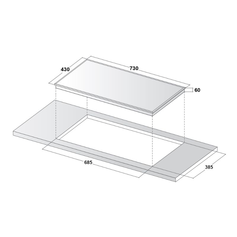 Kích thước lắp đặt bếp từ đôi Canzy CZ-88NPSI lắp âm Kích thước lắp đặt bếp từ đôi Canzy CZ-88NPSI lắp âm