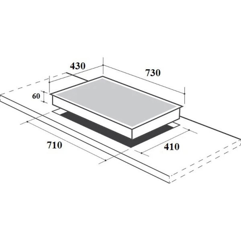 Kích thước lắp đặt bếp từ đôi Canzy CZ 989D-L lắp âm Kích thước lắp đặt bếp từ đôi Canzy CZ 989D-L lắp âm