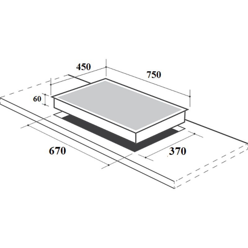 Kích thước lắp đặt bếp từ đôi Canzy CZ 9928P lắp âm Kích thước lắp đặt bếp từ đôi Canzy CZ 9928P lắp âm