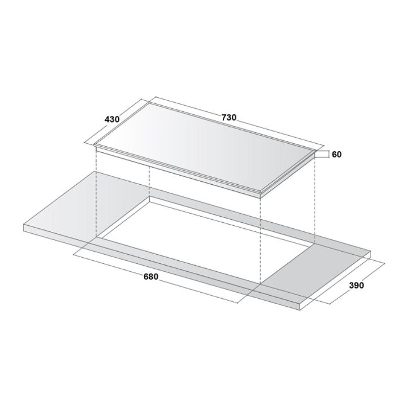 Kích thước lắp đặt bếp từ đôi Canzy CZ I89 lắp âm Kích thước lắp đặt bếp từ đôi Canzy CZ I89 lắp âm