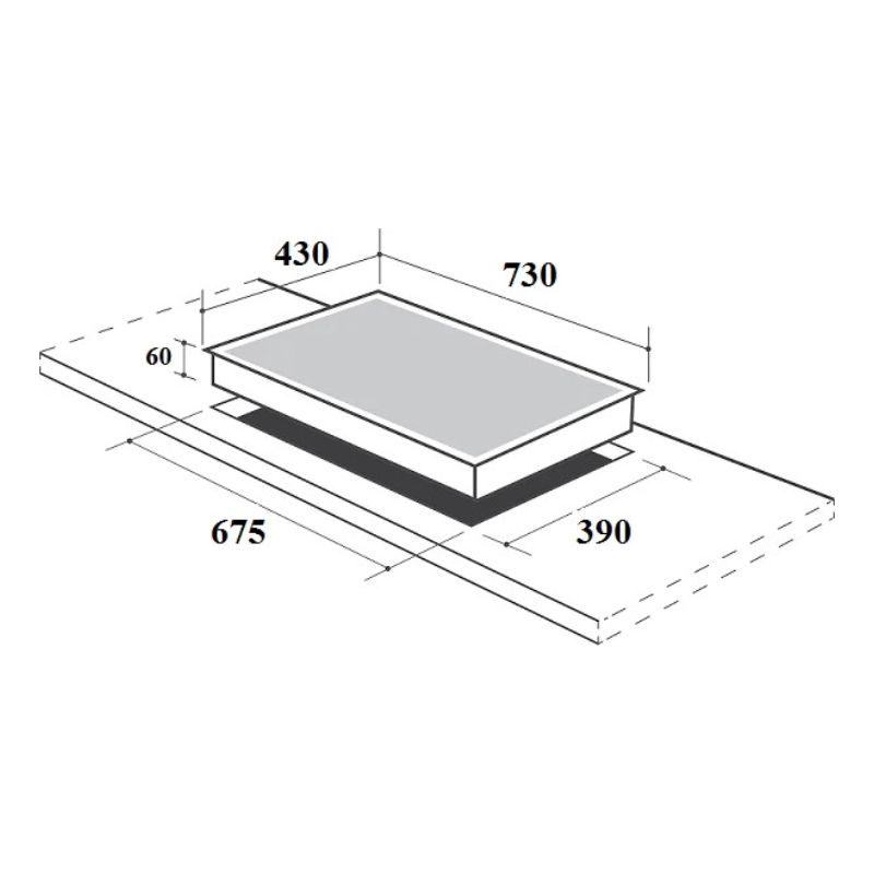 Kích thước lắp đặt bếp từ đôi Canzy CZ-ML757I lắp âm Kích thước lắp đặt bếp từ đôi Canzy CZ-ML757I lắp âm