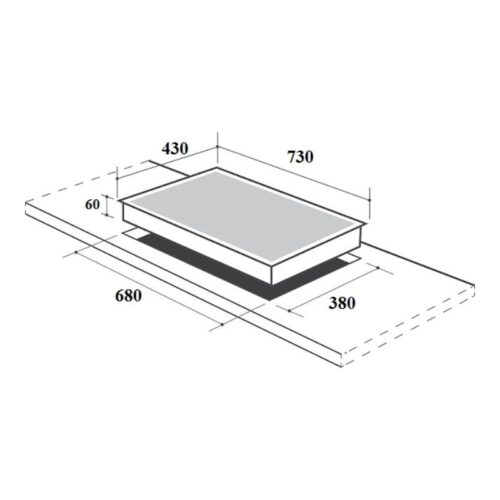 Kích thước lắp đặt bếp từ đôi Canzy CZ-ML86A lắp âm