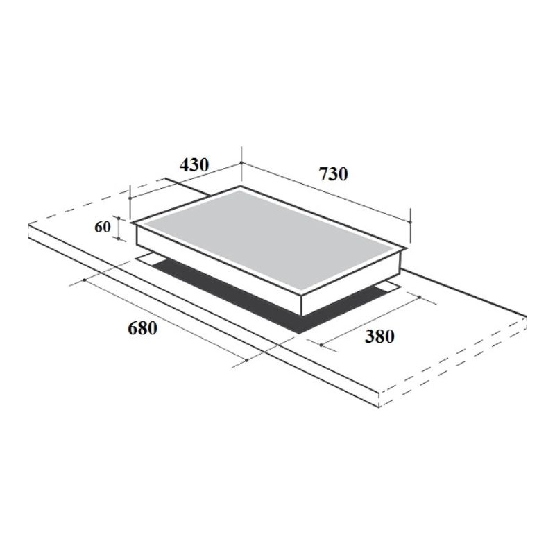 Kích thước lắp đặt bếp từ đôi Canzy CZ-ML86A lắp âm Kích thước lắp đặt bếp từ đôi Canzy CZ-ML86A lắp âm
