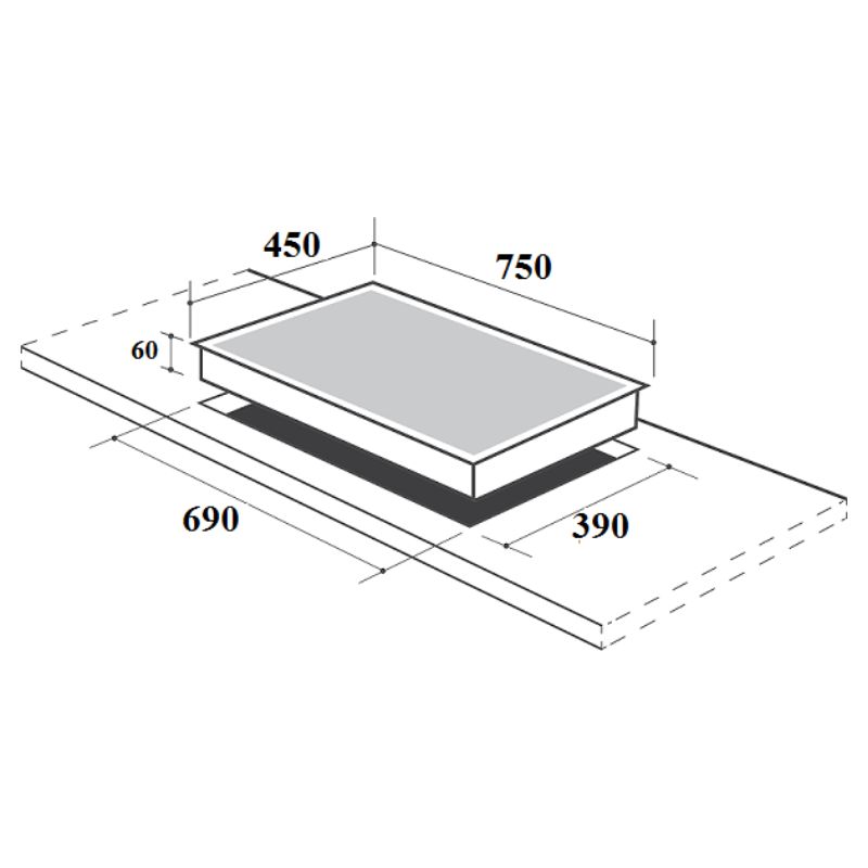 Kích thước lắp đặt bếp từ đôi Canzy CZ-TL867T lắp âm Kích thước lắp đặt bếp từ đôi Canzy CZ-TL867T lắp âm