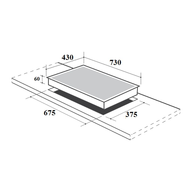 Kích thước lắp đặt bếp từ đôi Canzy CZ-TL869D lắp âm Kích thước lắp đặt bếp từ đôi Canzy CZ-TL869D lắp âm