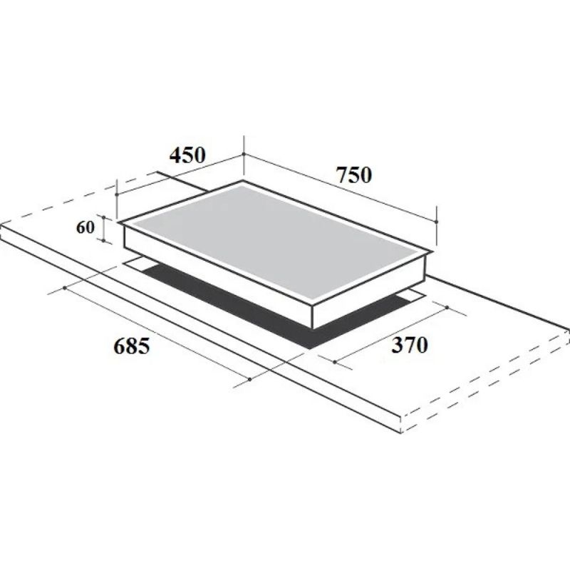 Kích thước lắp đặt bếp từ đôi Canzy CZI-9922P lắp âm Kích thước lắp đặt bếp từ đôi Canzy CZI-9922P lắp âm