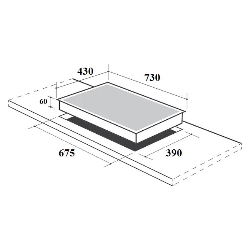 Kích thước lắp đặt bếp từ kết hợp hồng ngoại Canzy CZ-757IH lắp âm Kích thước lắp đặt bếp từ kết hợp hồng ngoại Canzy CZ-757IH lắp âm