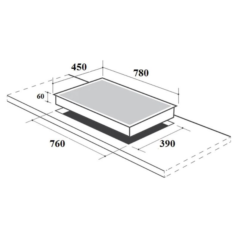 Kích thước bếp từ kết hợp hồng ngoại Canzy CZ-ML86GB lắp âm Kích thước bếp từ kết hợp hồng ngoại Canzy CZ-ML86GB lắp âm