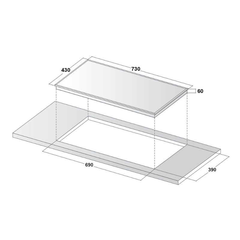 Kích thước lắp đặt bếp từ kết hợp hồng ngoại Canzy CZ-88NPSH lắp âm Kích thước lắp đặt bếp từ kết hợp hồng ngoại Canzy CZ-88NPSH lắp âm