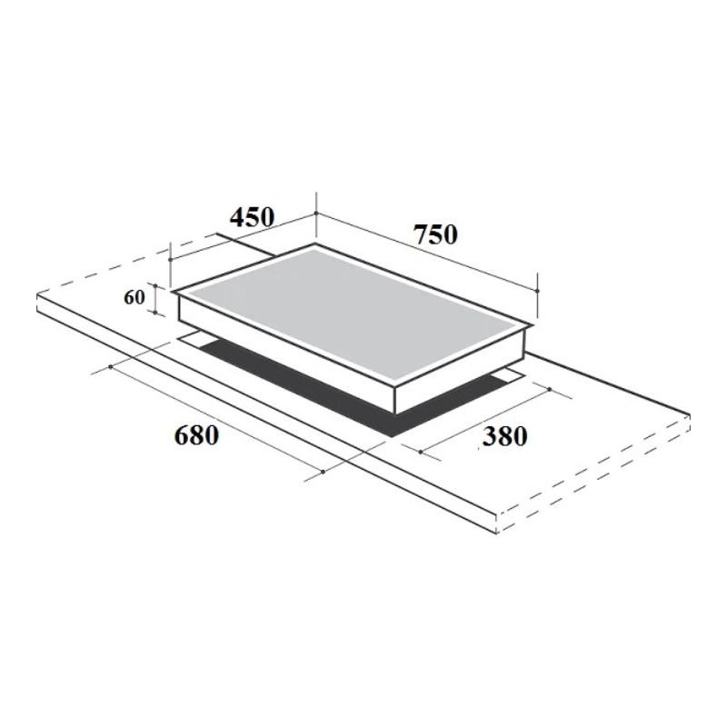 Kích thước lắp đặt bếp từ kết hợp hồng ngoại Canzy CZ-TL67B lắp âm Kích thước lắp đặt bếp từ kết hợp hồng ngoại Canzy CZ-TL67B lắp âm