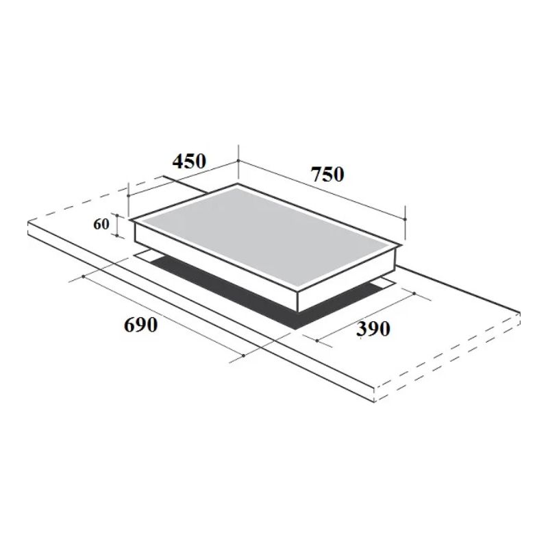 Kích thước lắp đặt bếp từ kết hợp hồng ngoại Canzy CZ-TL867DT lắp âm Kích thước lắp đặt bếp từ kết hợp hồng ngoại Canzy CZ-TL867DT lắp âm