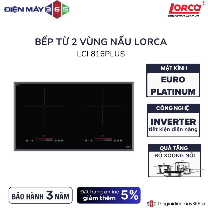 Bếp từ đôi Lorca LCI 816 PLUS lắp âm 3 Bếp từ đôi Lorca LCI 816 PLUS lắp âm