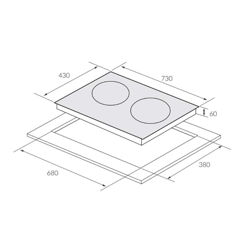 Kích thước bếp từ Canzy CZ-56R Kích thước bếp từ Canzy CZ-56R