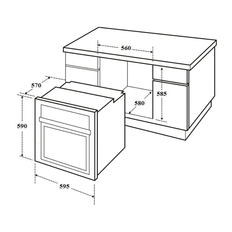 Kích thước lò nướng âm tủ Canzy CZ 06DL Kích thước lò nướng âm tủ Canzy CZ 06DL