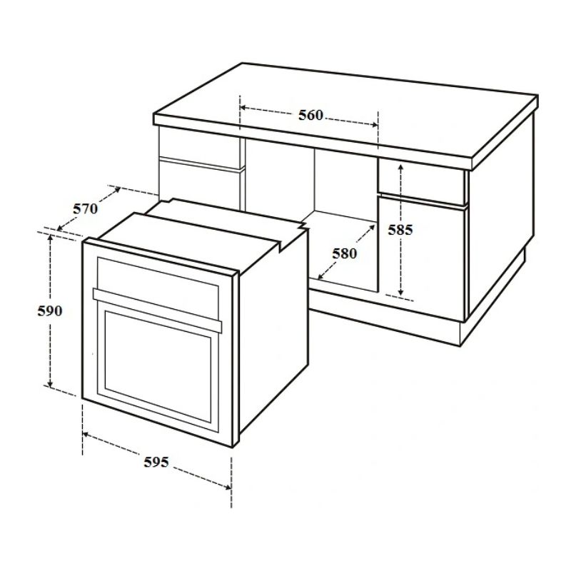 Kích thước lò nướng âm tủ Canzy CZ 09DL Kích thước lò nướng âm tủ Canzy CZ 09DL