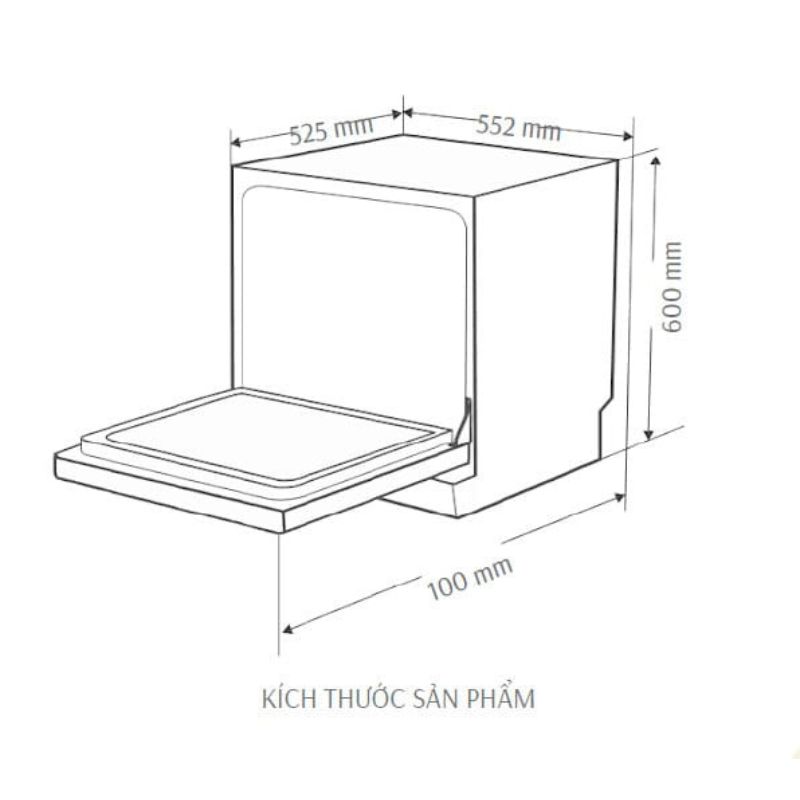 Kích thước máy rửa bát Canzy CZ-DW11GB Kích thước máy rửa bát Canzy CZ-DW11GB